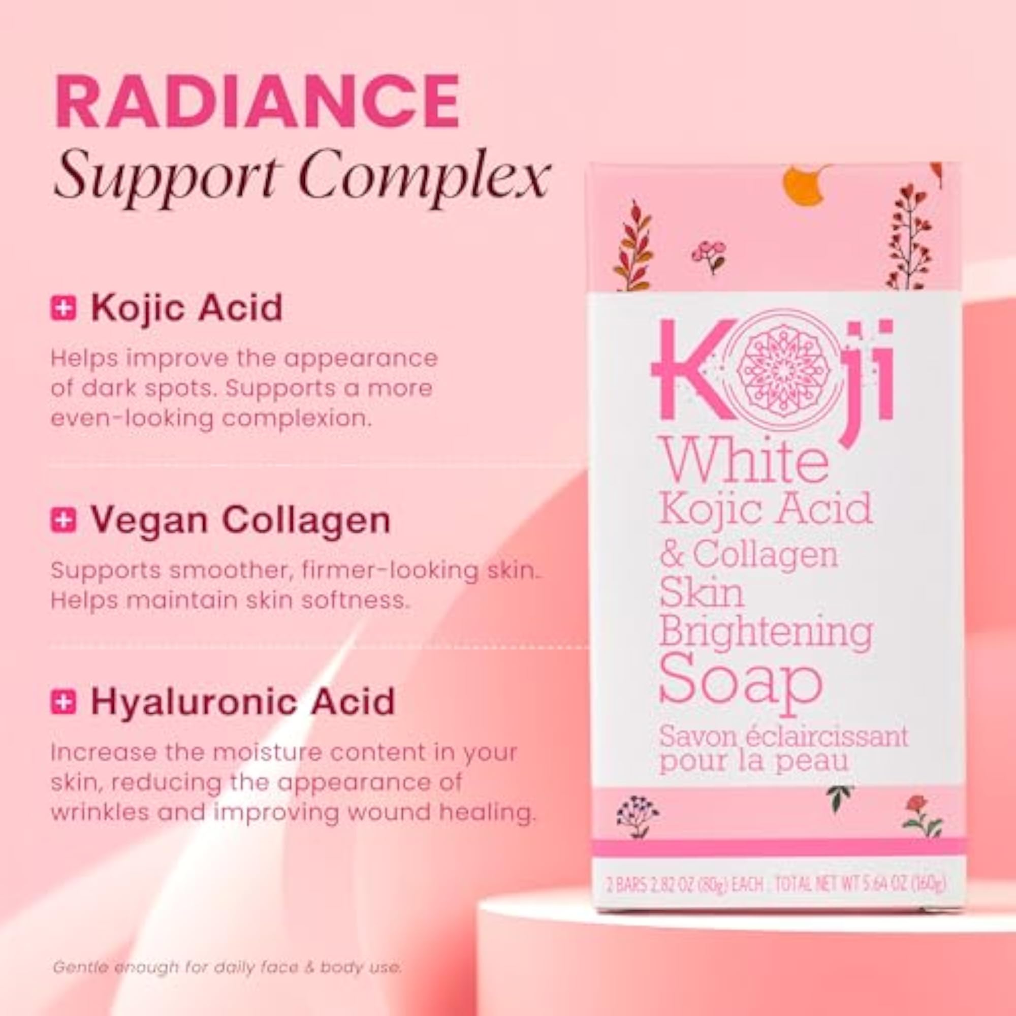Kojic Acid & Collagen Skin Lightening Soap, 2 Bars